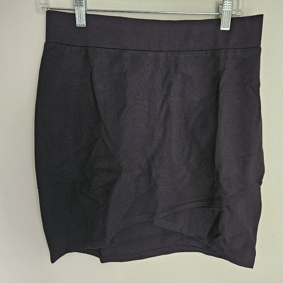 Sz M From Rachel Black Faux Wrap Mini Skirt - Picture 8 of 9